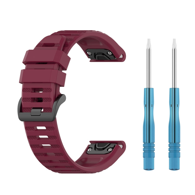 For Garmin Fenix 6 22mm Quick Release Official Texture Wrist Strap Watchband with Plastic Button(Wine Red) - Watch Bands by buy2fix | Online Shopping UK | buy2fix