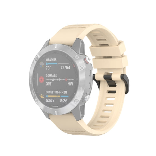 For Garmin Fenix 6 22mm Quick Release Official Texture Wrist Strap Watchband with Plastic Button(Beige) - Watch Bands by buy2fix | Online Shopping UK | buy2fix