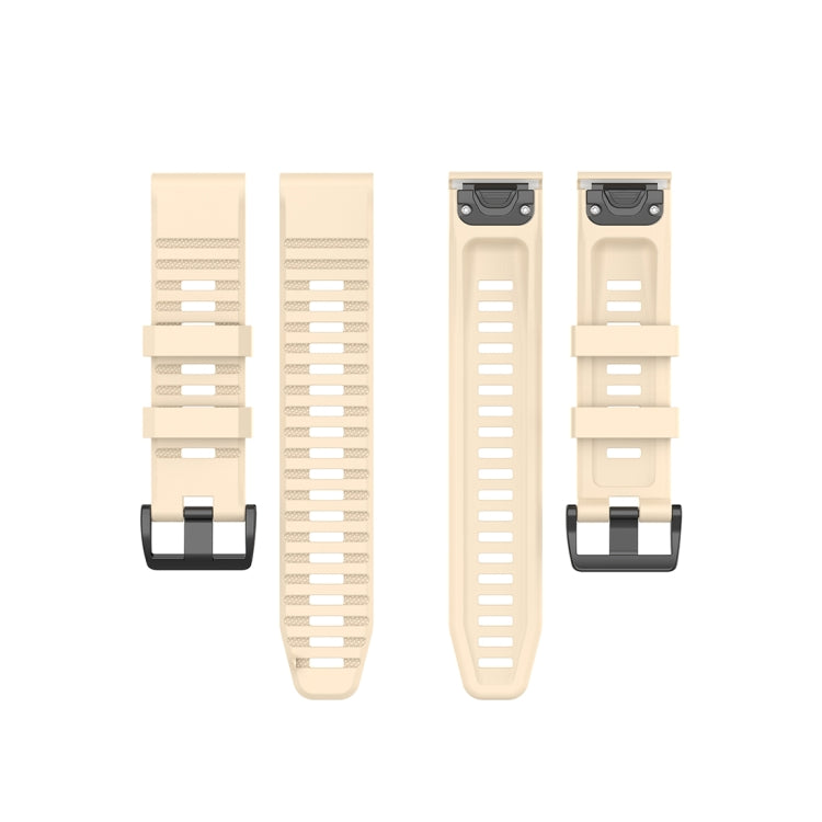 For Garmin Fenix 6 22mm Quick Release Official Texture Wrist Strap Watchband with Plastic Button(Beige) by buy2fix
