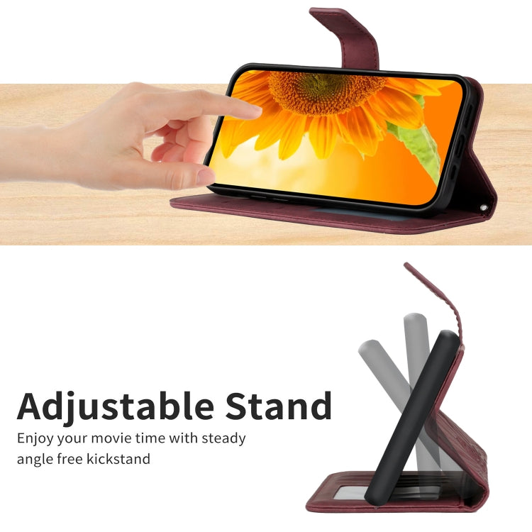 For Xiaomi 12 / 12X Skin Feel Sun Flower Pattern Flip Leather Phone Case with Lanyard(Wine Red) by buy2fix