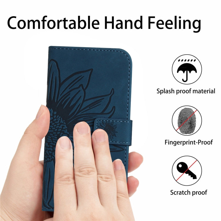 For Xiaomi 12 / 12X Skin Feel Sun Flower Pattern Flip Leather Phone Case with Lanyard(Inky Blue) by buy2fix
