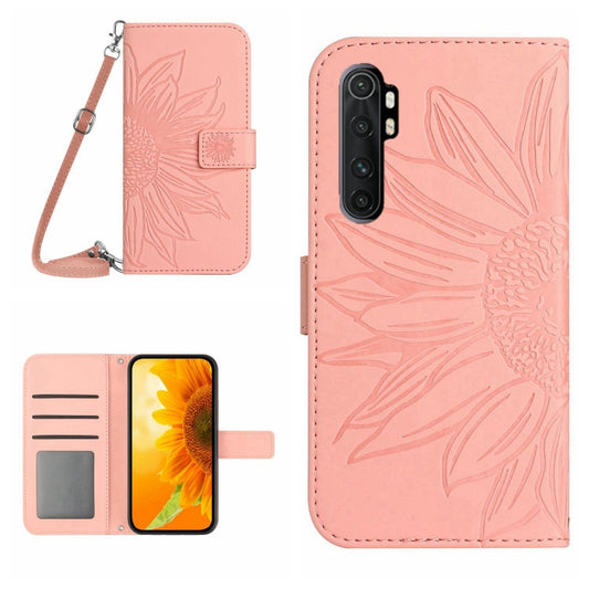 For Xiaomi Redmi Mi Note 10 Lite Skin Feel Sun Flower Pattern Flip Leather Phone Case with Lanyard(Pink) - Xiaomi Cases by buy2fix | Online Shopping UK | buy2fix