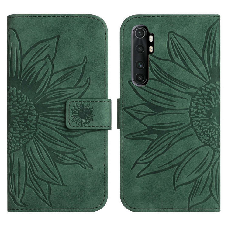 For Xiaomi Redmi Mi Note 10 Lite Skin Feel Sun Flower Pattern Flip Leather Phone Case with Lanyard(Green) - Xiaomi Cases by buy2fix | Online Shopping UK | buy2fix
