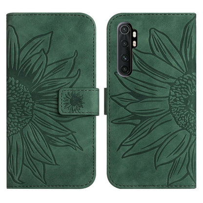 For Xiaomi Redmi Mi Note 10 Lite Skin Feel Sun Flower Pattern Flip Leather Phone Case with Lanyard(Green) - Xiaomi Cases by buy2fix | Online Shopping UK | buy2fix
