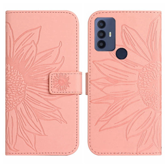For TCL 30 SE/30E/306/305 Skin Feel Sun Flower Pattern Flip Leather Phone Case with Lanyard(Pink) - TCL by buy2fix | Online Shopping UK | buy2fix