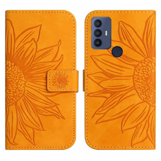 For TCL 30 SE/30E/306/305 Skin Feel Sun Flower Pattern Flip Leather Phone Case with Lanyard(Yellow) - TCL by buy2fix | Online Shopping UK | buy2fix
