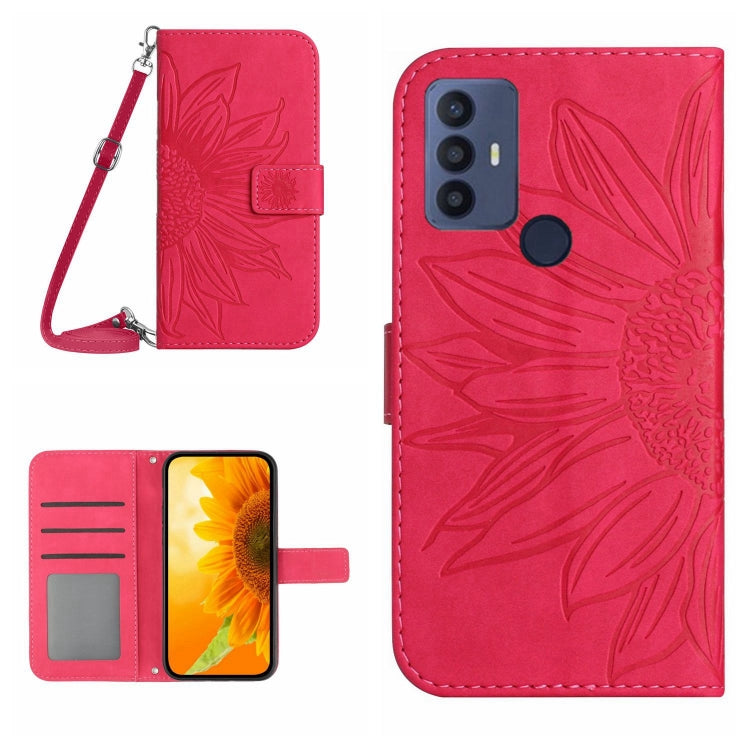 For TCL 30 SE/30E/306/305 Skin Feel Sun Flower Pattern Flip Leather Phone Case with Lanyard(Rose Red) - TCL by buy2fix | Online Shopping UK | buy2fix