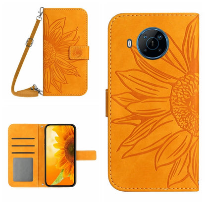 For Nokia X20 Skin Feel Sun Flower Pattern Flip Leather Phone Case with Lanyard(Yellow) - Nokia Cases by buy2fix | Online Shopping UK | buy2fix
