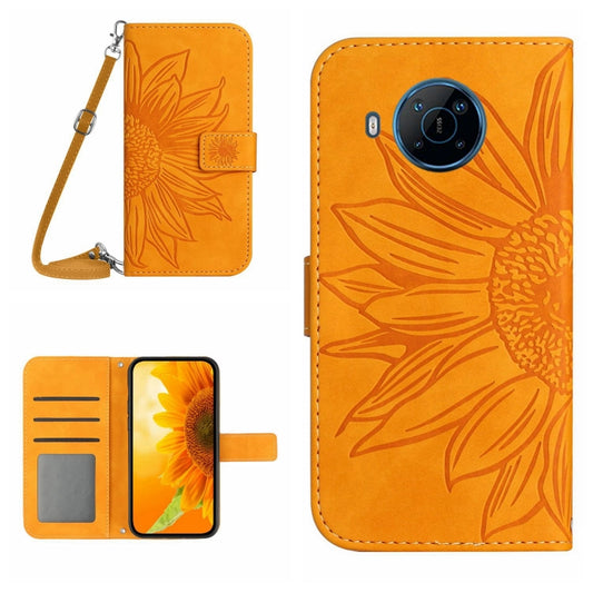 For Nokia X20 Skin Feel Sun Flower Pattern Flip Leather Phone Case with Lanyard(Yellow) - Nokia Cases by buy2fix | Online Shopping UK | buy2fix