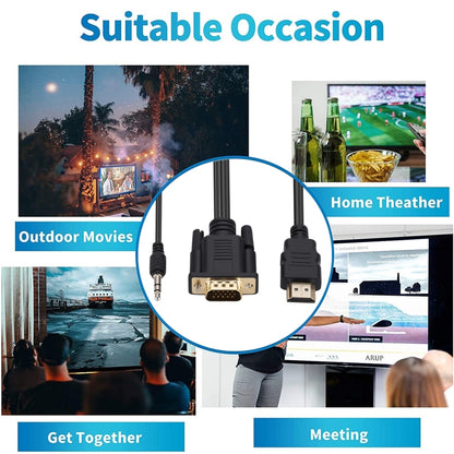 HDMI to VGA Adapter Cable with Audio, Length 1.8m by buy2fix
