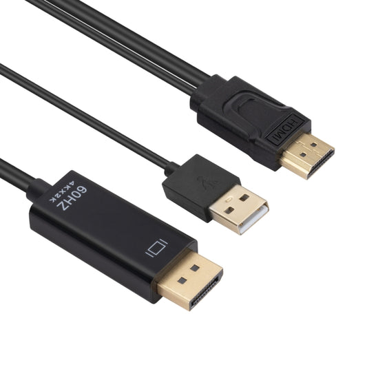 HDMI to USB+DisplayPort Adapter Cable with Power Supply, Length: 1.8m(Black) by buy2fix