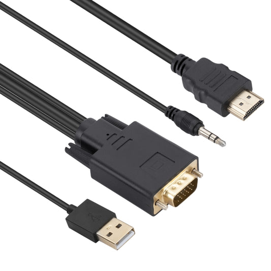 VGA to HDMI Adapter Cable with Audio Band Power Supply, Length: 1.8m(Black) by buy2fix