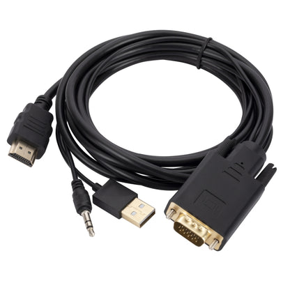 VGA to HDMI Adapter Cable with Audio Band Power Supply, Length: 1.8m(Black) by buy2fix