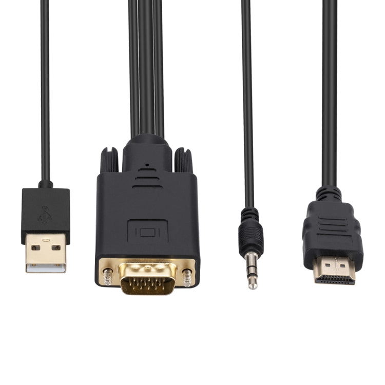 VGA to HDMI Adapter Cable with Audio Band Power Supply, Length: 1.8m(Black) by buy2fix