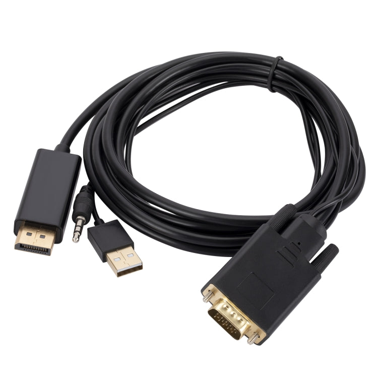 VGA to DisplayPort Adapter Cable with Audio Band Power Supply, Length: 1.8m(Black) - Cable by buy2fix | Online Shopping UK | buy2fix