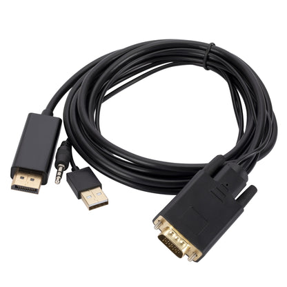 VGA to DisplayPort Adapter Cable with Audio Band Power Supply, Length: 1.8m(Black) - Cable by buy2fix | Online Shopping UK | buy2fix