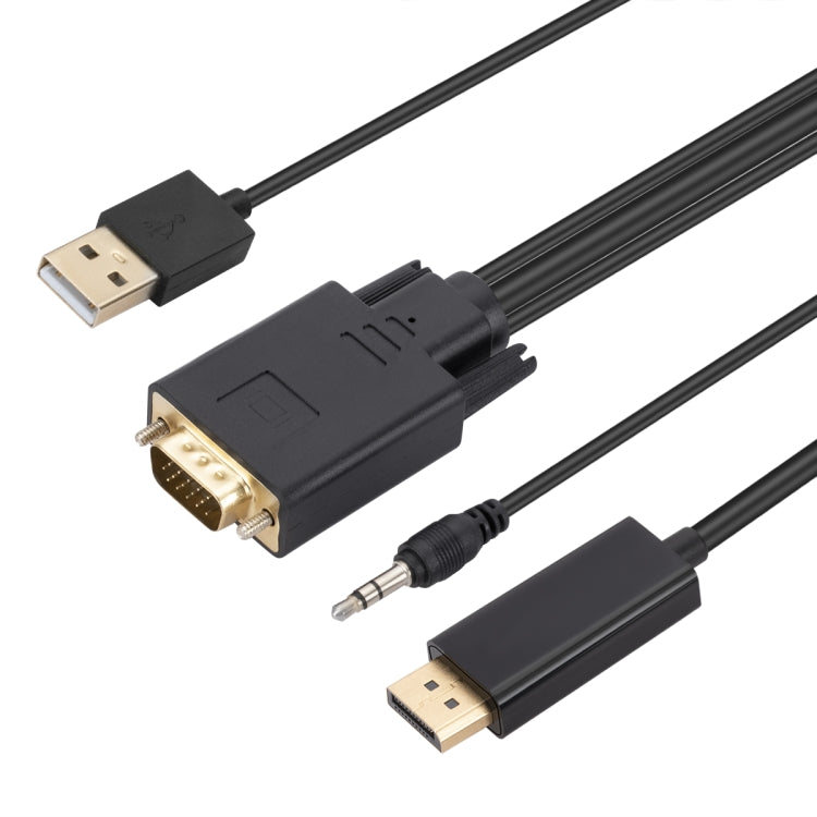 VGA to DisplayPort Adapter Cable with Audio Band Power Supply, Length: 1.8m(Black) - Cable by buy2fix | Online Shopping UK | buy2fix