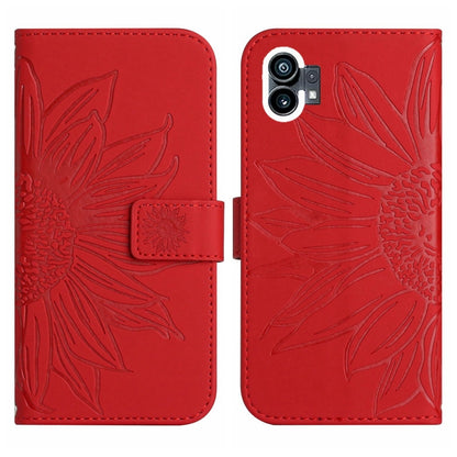 For Nothing Phone 1 Skin Feel Sun Flower Pattern Flip Leather Phone Case with Lanyard(Red) - Nothing Cases by buy2fix | Online Shopping UK | buy2fix