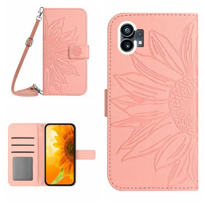 For Nothing Phone 1 Skin Feel Sun Flower Pattern Flip Leather Phone Case with Lanyard(Pink) - Nothing Cases by buy2fix | Online Shopping UK | buy2fix
