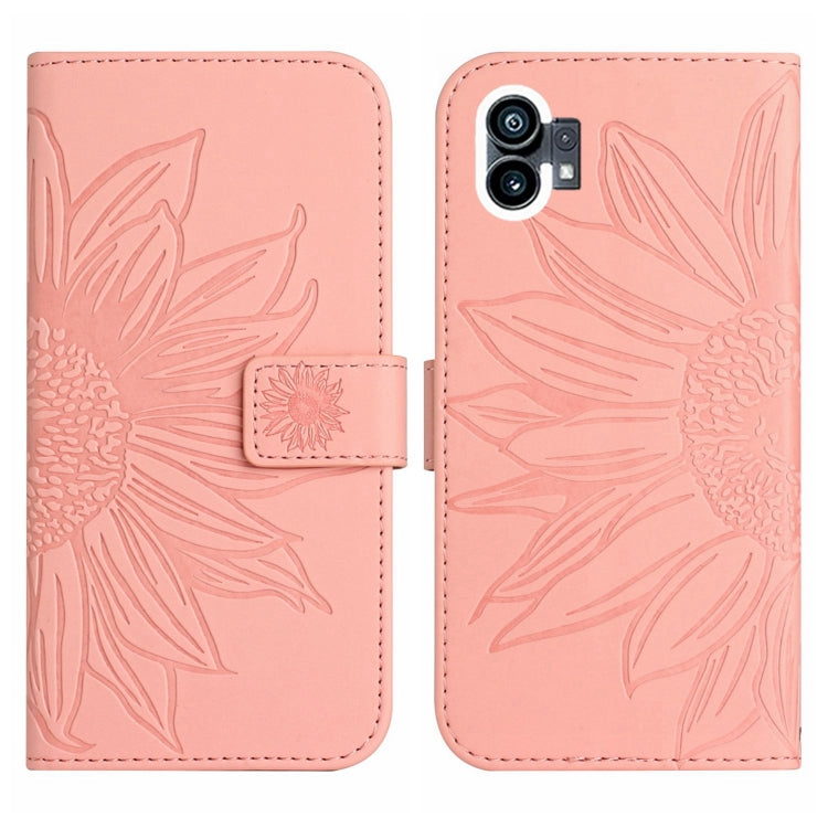 For Nothing Phone 1 Skin Feel Sun Flower Pattern Flip Leather Phone Case with Lanyard(Pink) - Nothing Cases by buy2fix | Online Shopping UK | buy2fix