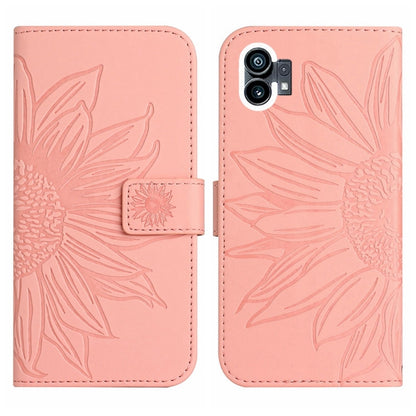 For Nothing Phone 1 Skin Feel Sun Flower Pattern Flip Leather Phone Case with Lanyard(Pink) - Nothing Cases by buy2fix | Online Shopping UK | buy2fix