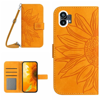 For Nothing Phone 1 Skin Feel Sun Flower Pattern Flip Leather Phone Case with Lanyard(Yellow) - Nothing Cases by buy2fix | Online Shopping UK | buy2fix