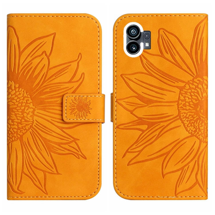 For Nothing Phone 1 Skin Feel Sun Flower Pattern Flip Leather Phone Case with Lanyard(Yellow) - Nothing Cases by buy2fix | Online Shopping UK | buy2fix