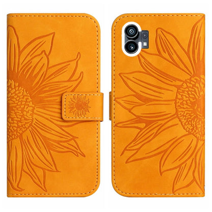 For Nothing Phone 1 Skin Feel Sun Flower Pattern Flip Leather Phone Case with Lanyard(Yellow) - Nothing Cases by buy2fix | Online Shopping UK | buy2fix