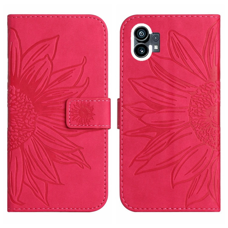 For Nothing Phone 1 Skin Feel Sun Flower Pattern Flip Leather Phone Case with Lanyard(Rose Red) - Nothing Cases by buy2fix | Online Shopping UK | buy2fix