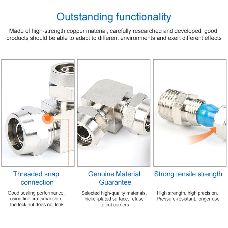 PV-12 LAIZE Nickel Plated Copper Elbow Pneumatic Quick Connector - Interface Series by LAIZE | Online Shopping UK | buy2fix