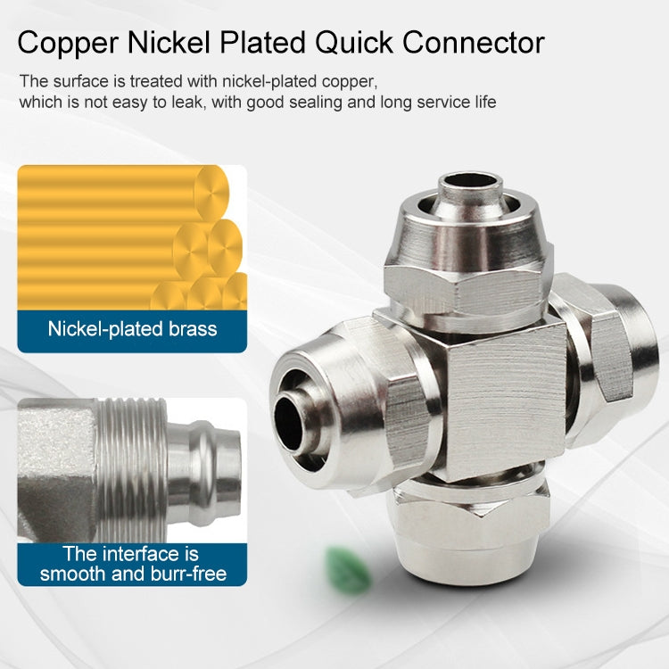 PZA-10 LAIZE Nickel Plated Copper Y-type Tee Pneumatic Quick Connector - Interface Series by LAIZE | Online Shopping UK | buy2fix