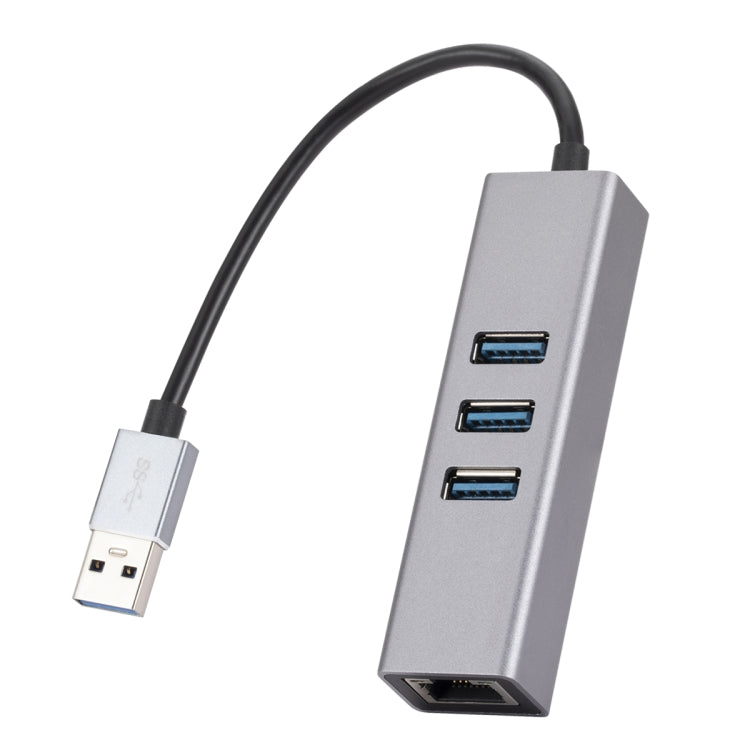 SL-030 USB to Gigabit Ethernet RJ45 & 3 x USB 3.0 Adapter Converter HUB(Grey) by buy2fix
