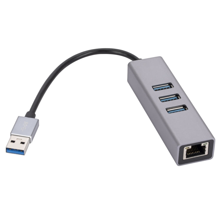 SL-030 USB to Gigabit Ethernet RJ45 & 3 x USB 3.0 Adapter Converter HUB(Grey) by buy2fix