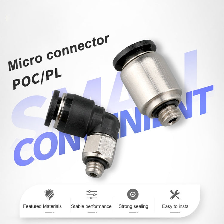 POC6-M5C LAIZE 2pcs Nickel Plated Copper Mini Pneumatic Quick Connector - Interface Series by LAIZE | Online Shopping UK | buy2fix