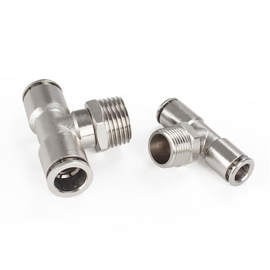 PB8-01 LAIZE Nickel Plated Copper Male Tee Branch Pneumatic Quick Connector - Interface Series by LAIZE | Online Shopping UK | buy2fix