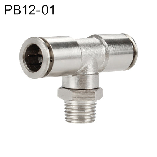 PB12-01 LAIZE Nickel Plated Copper Male Tee Branch Pneumatic Quick Connector - Interface Series by LAIZE | Online Shopping UK | buy2fix