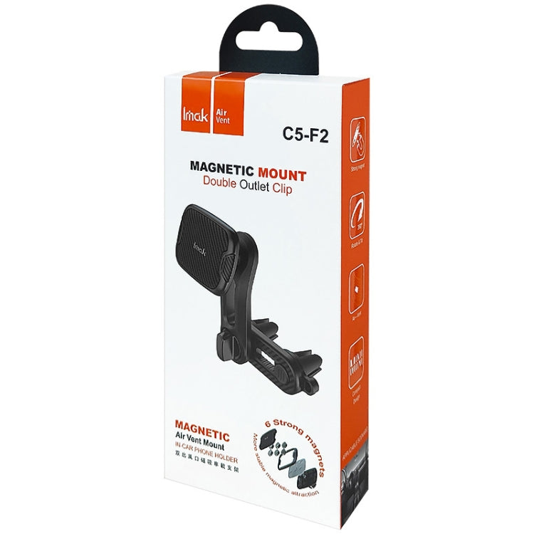 IMAK C5-F2 Dual Chip Air Outlet Magnetic Car Holder(Black) by imak