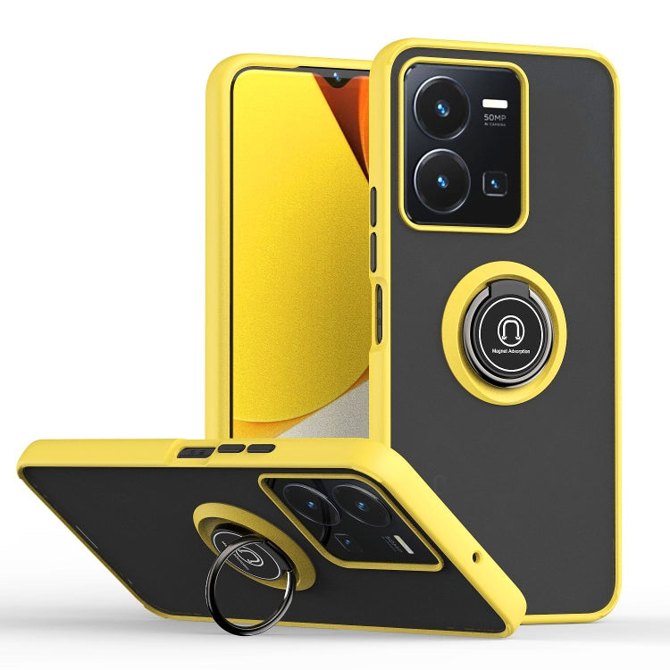 For vivo Y35 Q Shadow 1 Series TPU + PC Phone Case with Ring(Yellow) - vivo Cases by buy2fix | Online Shopping UK | buy2fix