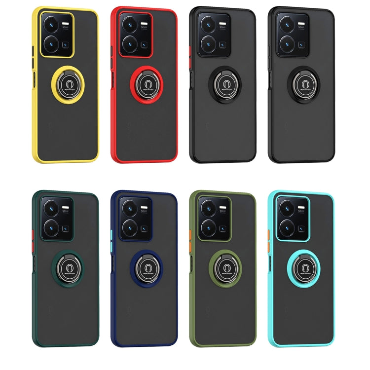 For vivo Y35 Q Shadow 1 Series TPU + PC Phone Case with Ring(Yellow) - vivo Cases by buy2fix | Online Shopping UK | buy2fix