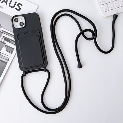 For iPhone 11 Pro Max Crossbody Lanyard Elastic Silicone Card Holder Phone Case(Black) - iPhone 11 Pro Max Cases by buy2fix | Online Shopping UK | buy2fix