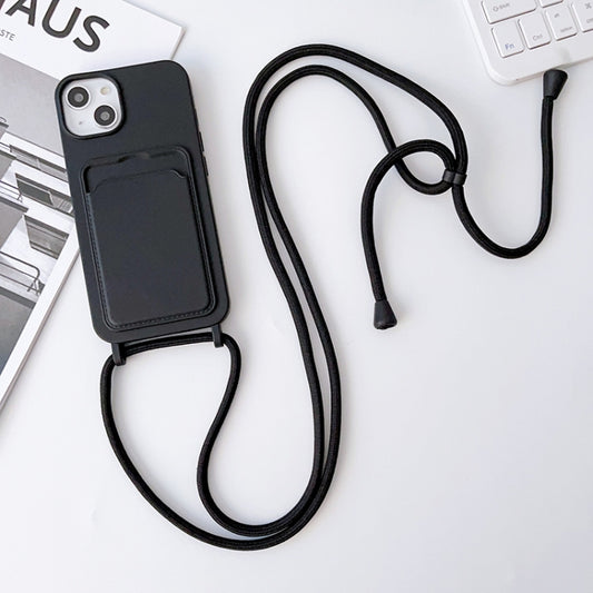 For iPhone 11 Pro Max Crossbody Lanyard Elastic Silicone Card Holder Phone Case(Black) - iPhone 11 Pro Max Cases by buy2fix | Online Shopping UK | buy2fix