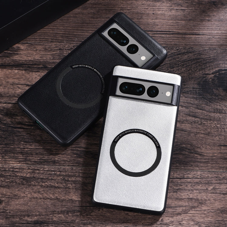 For Google Pixel 7 Pro Magsafe Magnetic Ring Leather Texture Phone Case(Green) by buy2fix