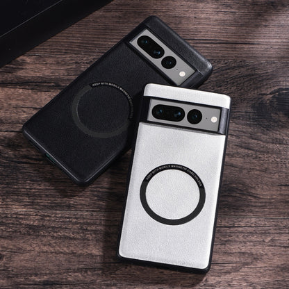 For Google Pixel 7 Pro Magsafe Magnetic Ring Leather Texture Phone Case(Green) by buy2fix