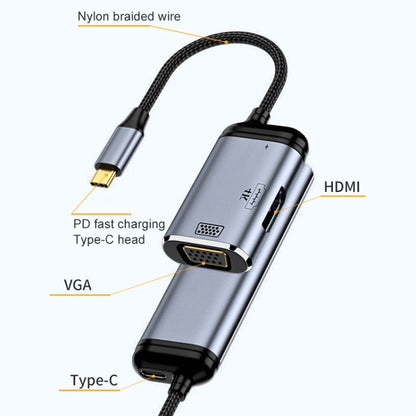 Y001 3 in 1 USB-C/Type-C to VGA+HDMI+USB-C/Type-C Audio Adapter Cable by buy2fix