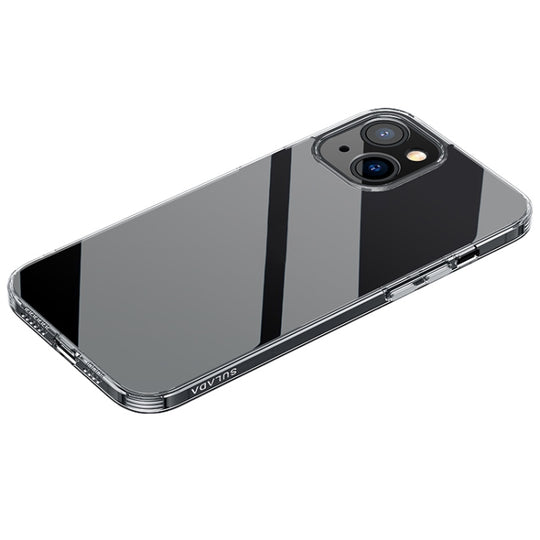For iPhone 14 SULADA Frosted Series Shockproof Transparent TPU Phone Case(Black)