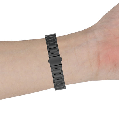 For Huawei Band 4 Pro (TER-B29S) / Band 3 Pro (TER-B29) / Band 3 (TER-B09) Three Beads Steel Wrist Strap Watchband(Rose Pink) by buy2fix