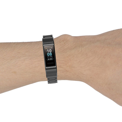 For Huawei Band 4 Pro (TER-B29S) / Band 3 Pro (TER-B29) / Band 3 (TER-B09) Three Beads Steel Wrist Strap Watchband(Rose Pink) by buy2fix