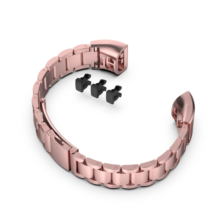 For Huawei Band 4 Pro (TER-B29S) / Band 3 Pro (TER-B29) / Band 3 (TER-B09) Three Beads Steel Wrist Strap Watchband(Rose Pink) by buy2fix