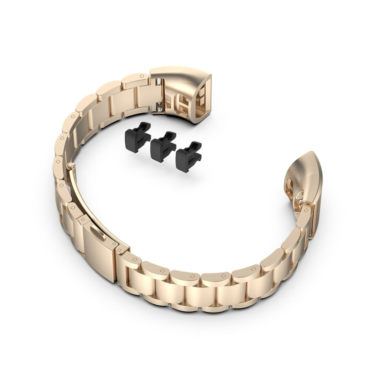 For Huawei Band 4 Pro (TER-B29S) / Band 3 Pro (TER-B29) / Band 3 (TER-B09) Three Beads Steel Wrist Strap Watchband(Champagne) by buy2fix