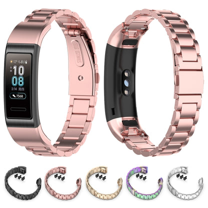 For Huawei Band 4 Pro (TER-B29S) / Band 3 Pro (TER-B29) / Band 3 (TER-B09) Three Beads Steel Wrist Strap Watchband(Champagne) by buy2fix